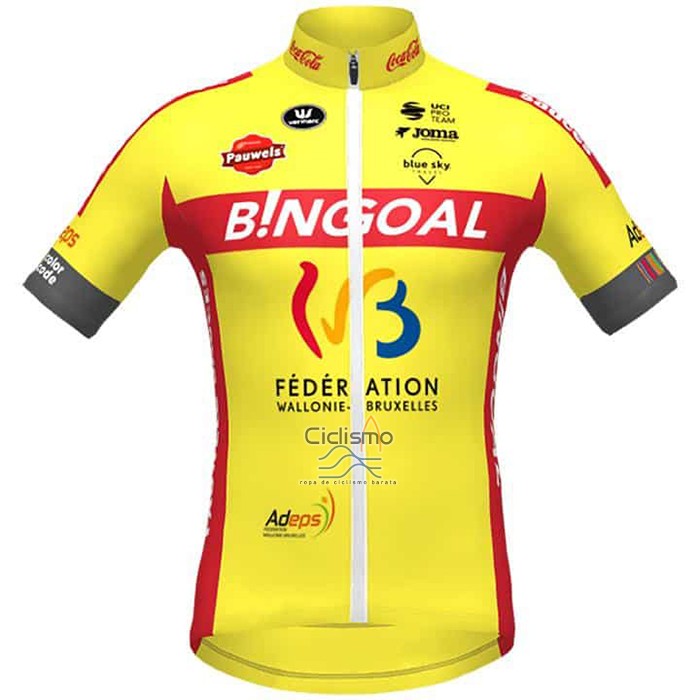 Allonie Bruxelles Ropa Ciclismo Culotte Corto 2021 Hombre Mangas Cortas AMarillo